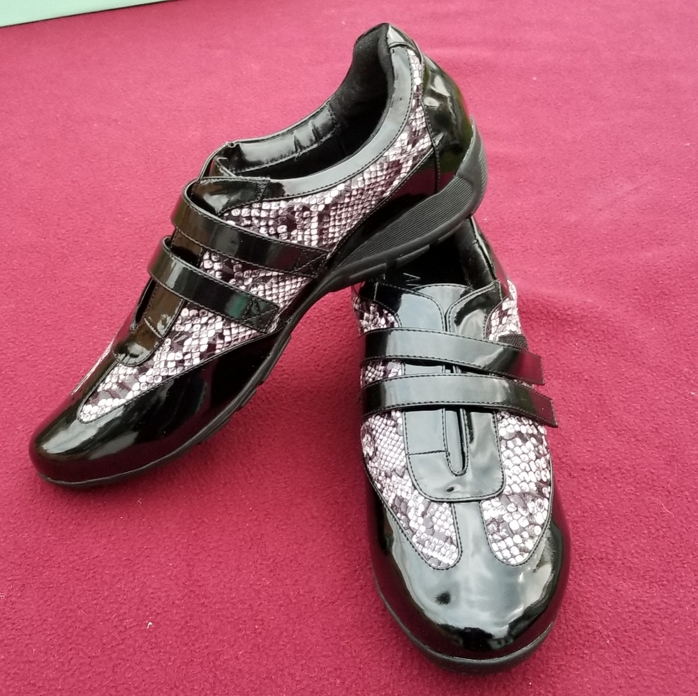 Andiamo Black Snake Skin/Patent Leather Shoe